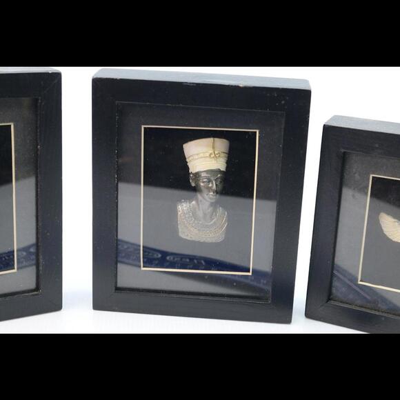 Lot of 3 black frame Vintage Pharaoh Style Ornament Set - Picture 3 of 8